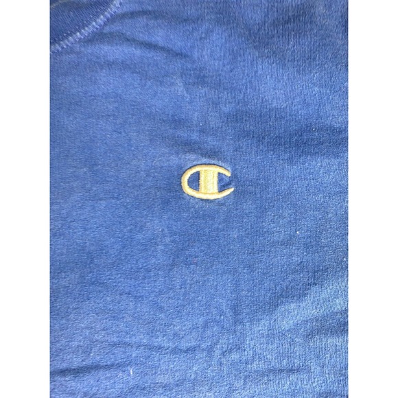 Champion Authentic Tee‎ Shirt Mens Medium Blue Loose Fit Rib Crew Neck Pony Logo - Picture 3 of 6